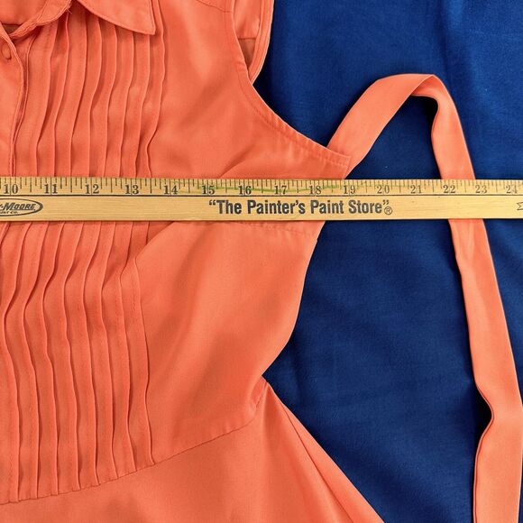 Nanette Lepore Dress Size 8 Orange Aline Sleeveless Midi *flaw Button - Picture 4 of 5